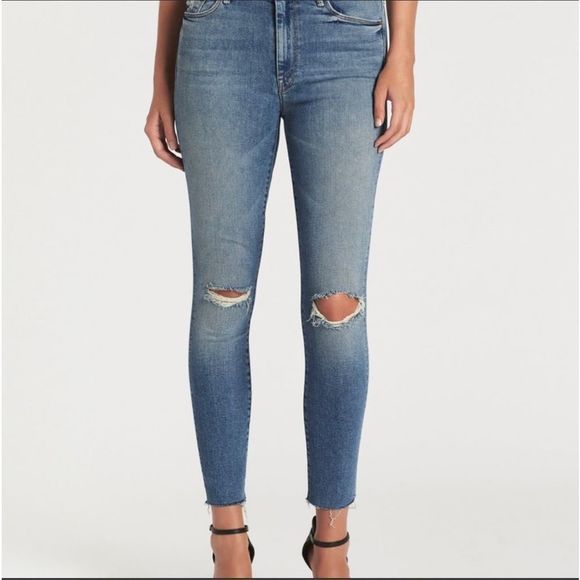 Mother High Waisted Looker Ankle Fray Jeans - Picture 1 of 8